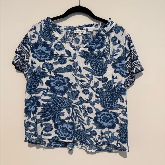 Rachel Zoe Blue and White Floral Blouse - Picture 1 of 4